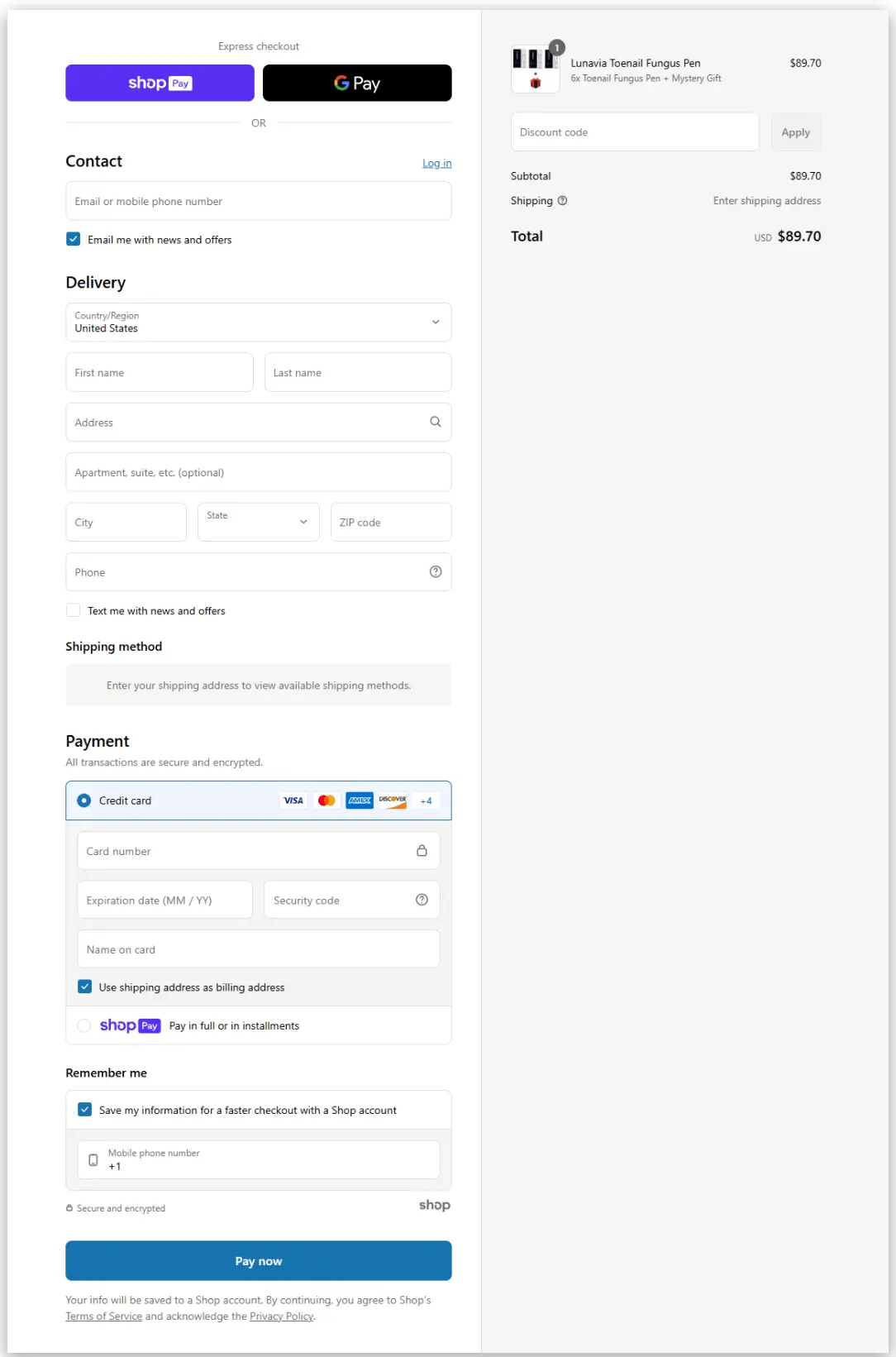 Lunavia Secure Checkout Page